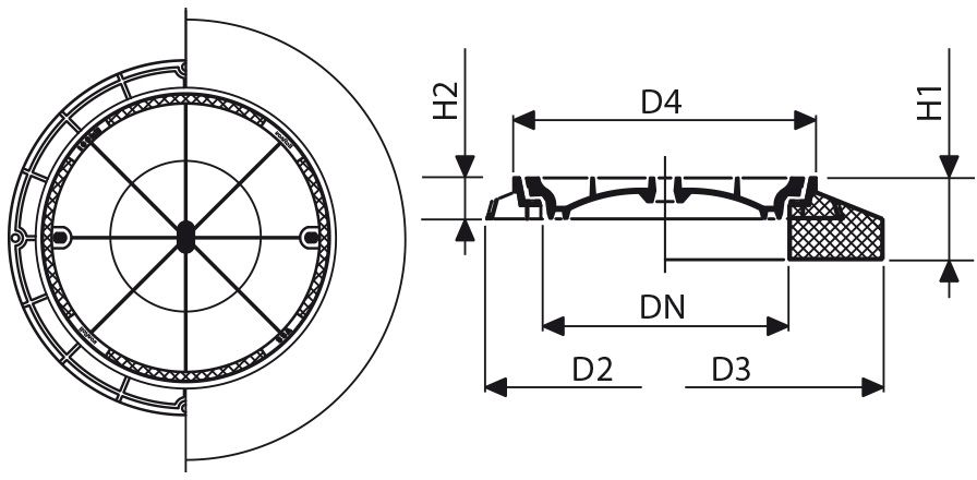 Fig. 2716 060 50 BeGu D400 Pickelloch - Schachtabdeckungen von Roll