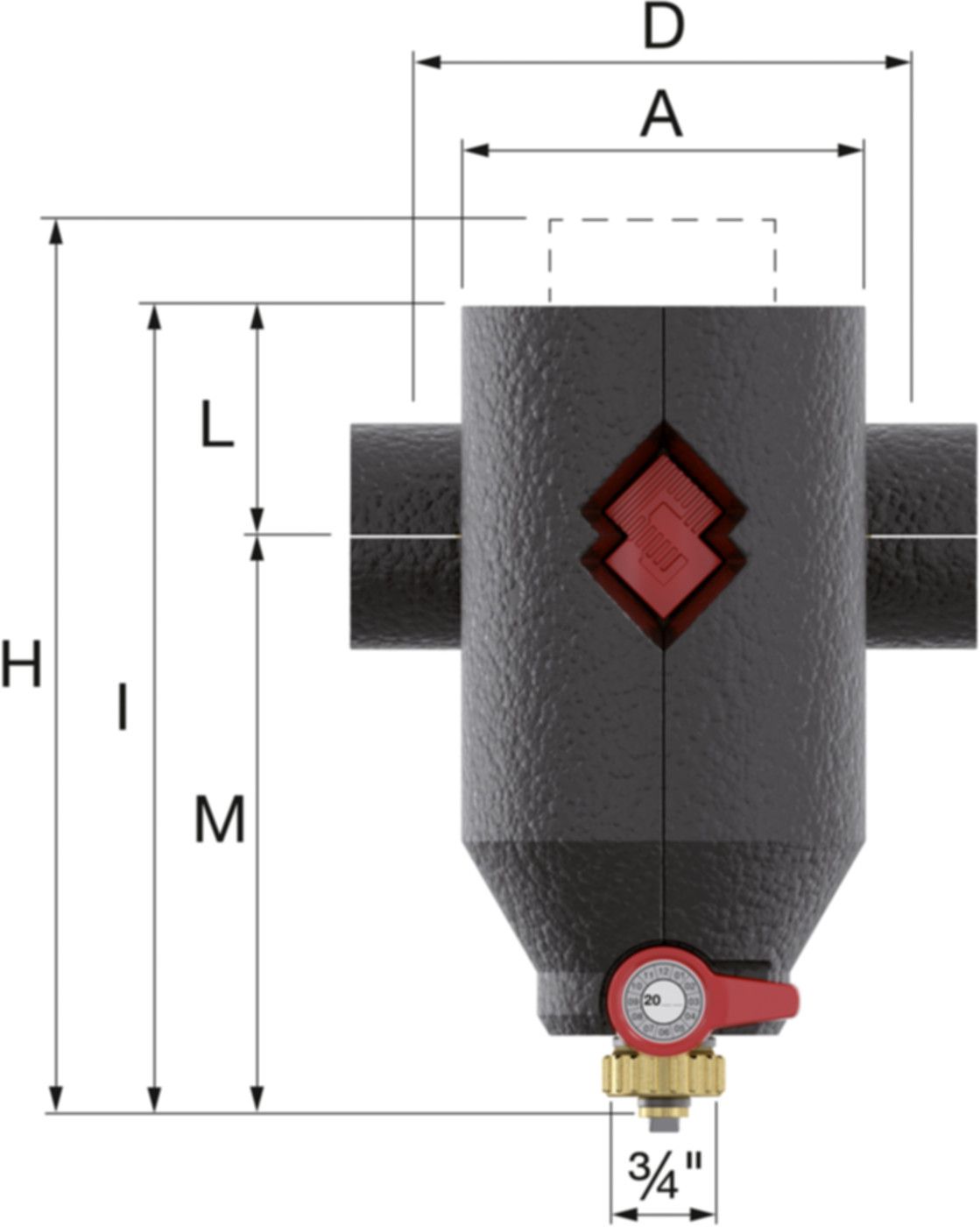 Flamco Clean Smart Schl-Abscheider 11/2" 30035 m/drehbaren Anschlüsse und EPP Isolation - Flamco Luft- und Schlammabscheider