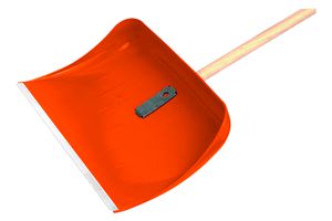 Schneeschieber Kunststoff, orange B= 550mm, Voll-Alukante, mit Stiel - Bauwerkzeuge