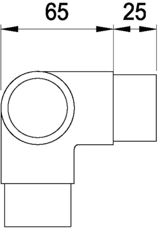 Rohrecke mit seitlichem Anschl. 90° 42.4 mm geschliffen 126566 - INOXTECH-Handlauf-/Geländer-System