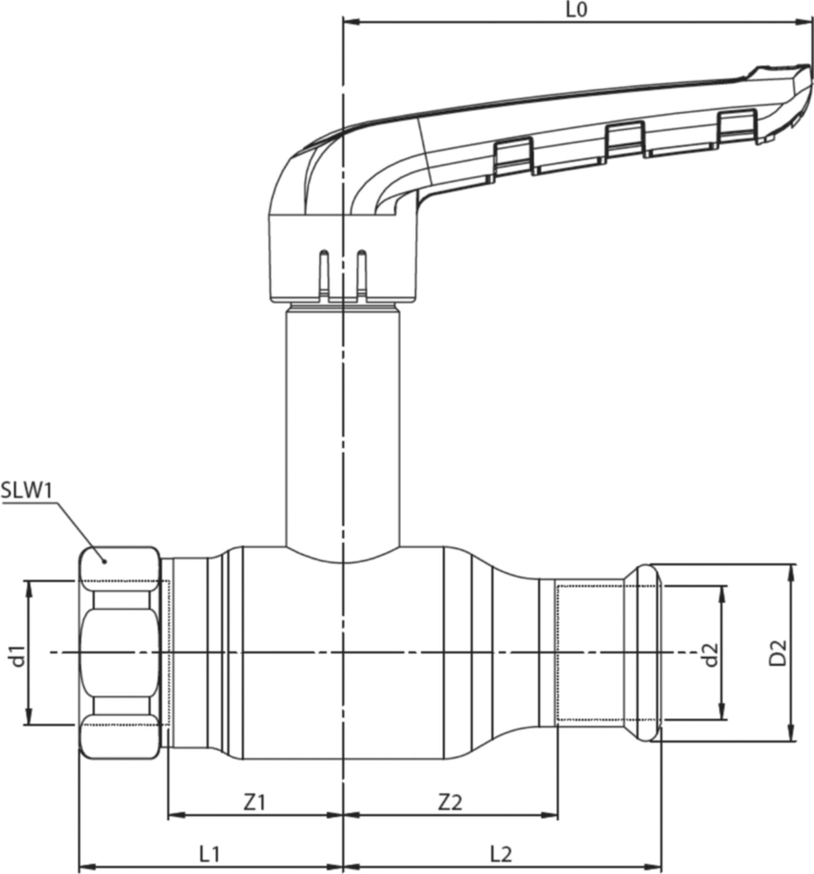 Press-Kugelhahnen lange Spindel Fullflow BF110011 DN 15 / 18mm - Ballofix/Broen-Armaturen
