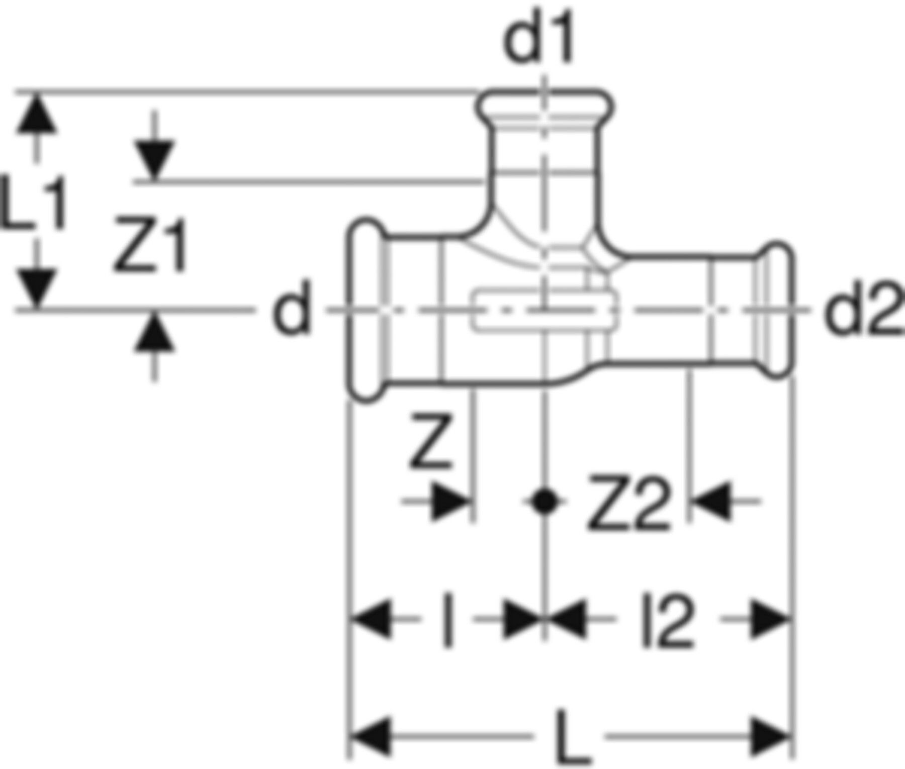 T-Stück reduziert 28-18-28mm 21210 - Mapress-Heizungs-Formstücke