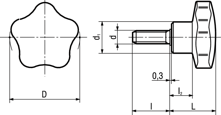 Sterngriffe Elesa® VC.192 SST-p BN14140 66591/60-SST-p-M12 - Bossard Schrauben