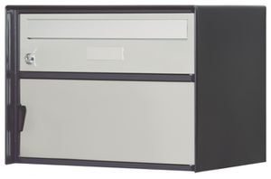 Briefkasten Gotthard anthrazit grau, RAL 7016 chromstahl Türen, BxHxT= 415x310x303mm - Briefkasten Huber