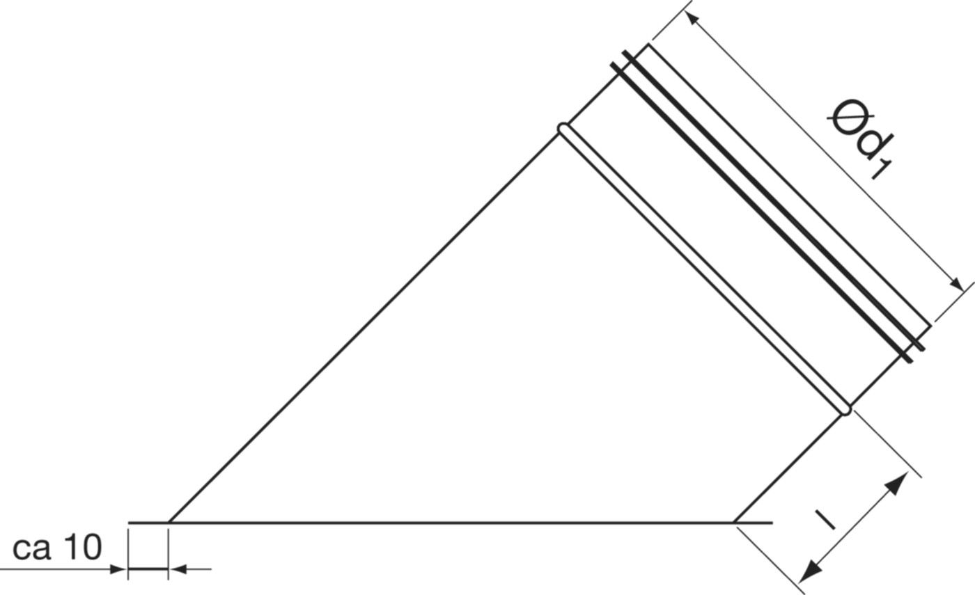 Stutzen 45° m/Bord 355mm ILVU45-V - Spiralfalzrohre und Zubehör System Safe