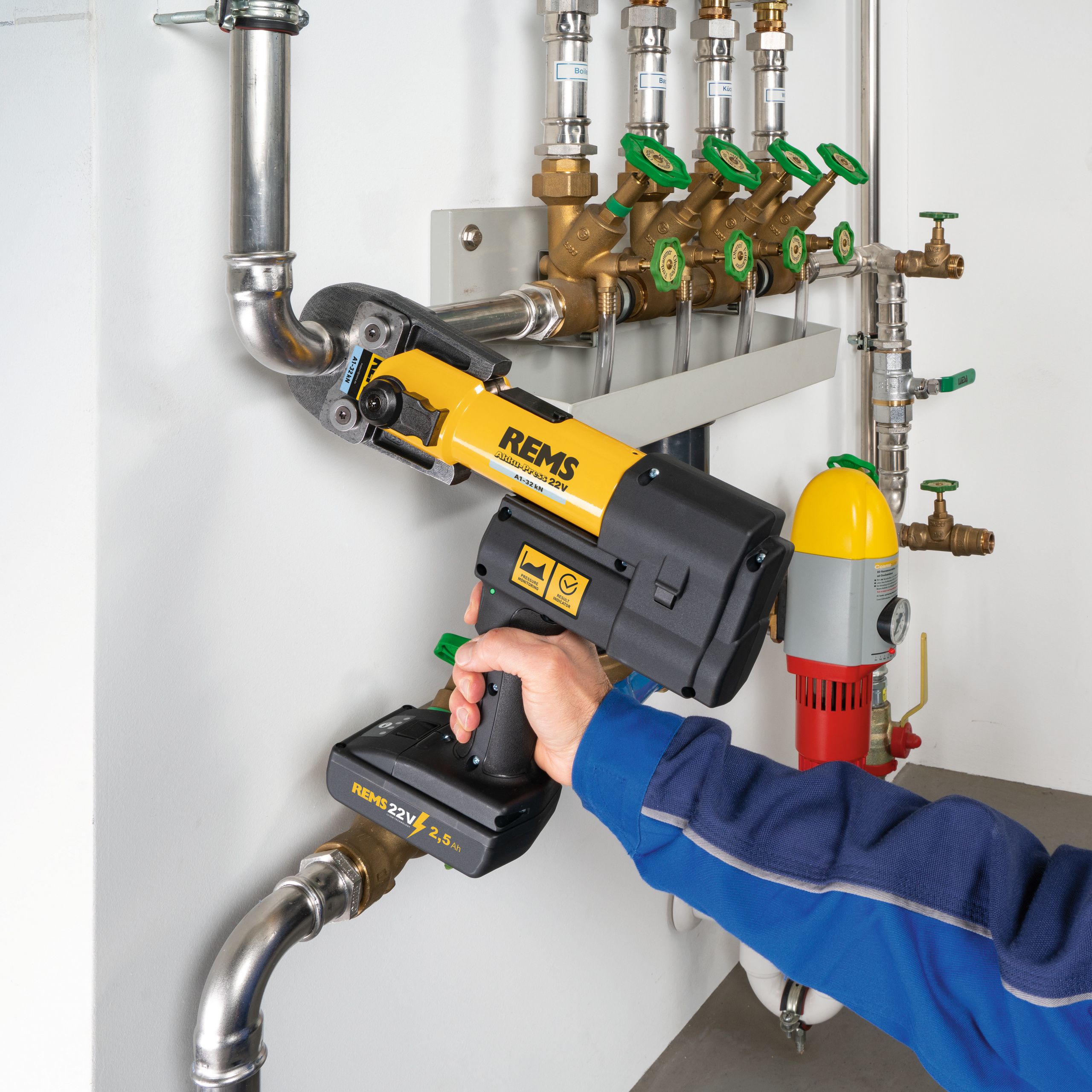 REMS Akku-Press 22 V ACC Basic-Pack, L-Boxx 22V, 1 x  2.5Ah, bis Ø 110mm, drehbar, 576011 R220 - Sanitärwerkzeuge