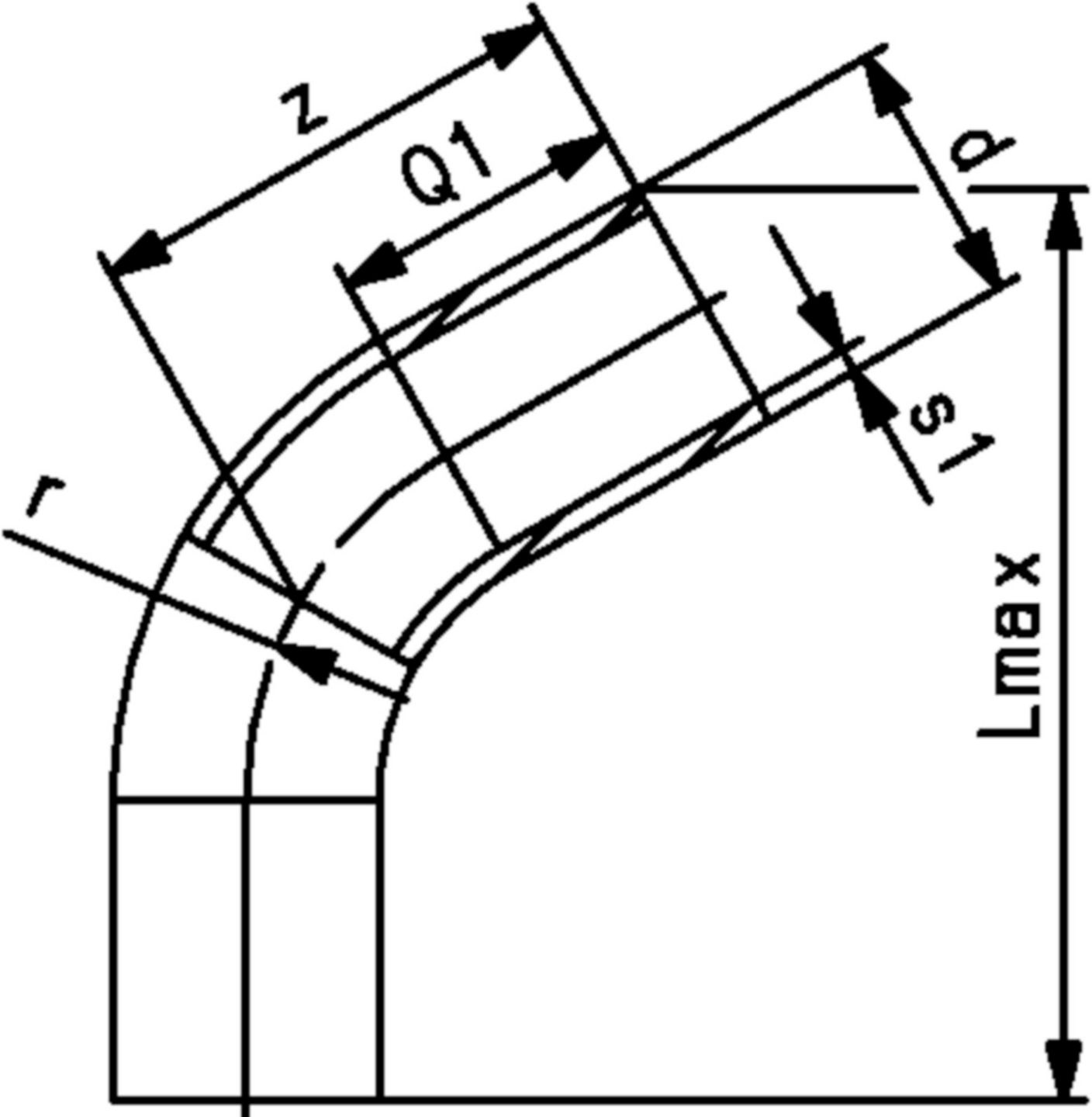 Bogen 60° nahtlos PE100 S8 PN 10 d 200mm 753 070 819 - PE100 Stutzenformstücke langschenklig