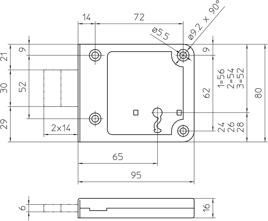 SCHÄNIS Kellertür-Riegelschloss 2305 BB 65 mm, links/rechts, verzinkt - Türschlösser und Zubehör