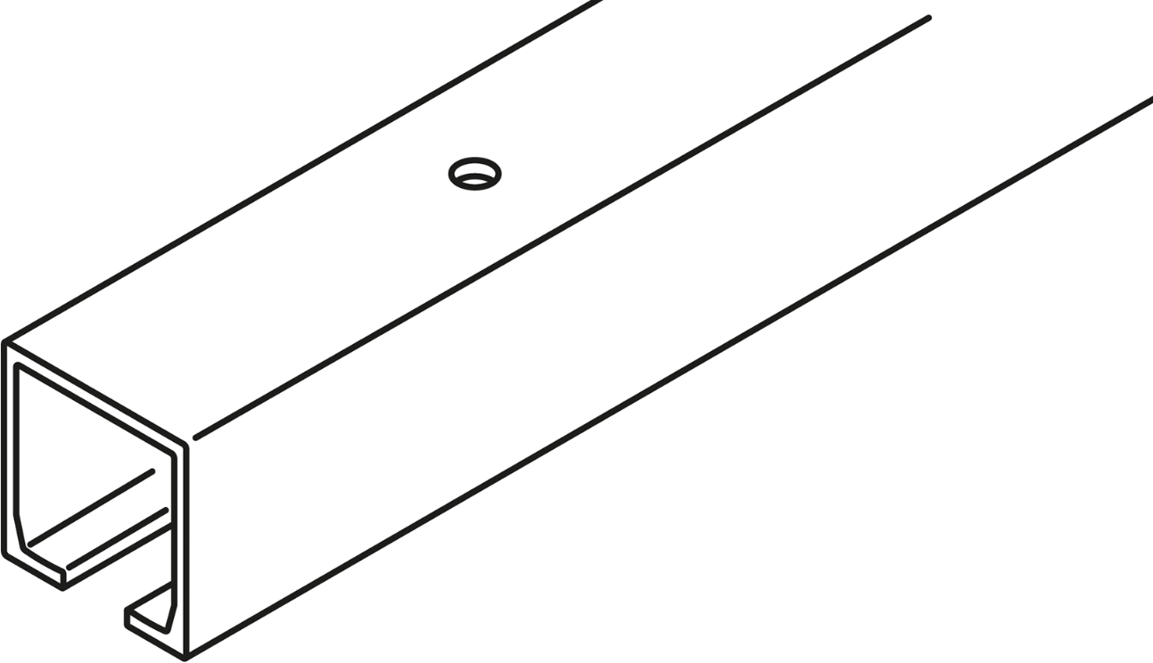 HAWA-PORTA Laufschiene, Porta 300 L=600mm, Aluminium, gelocht - Schiebetür- und Schiebetorbeschläge