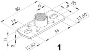 Grundplatten Inox 2-loch leicht V4A 3/8" 80 x 30 mm 51.880 - Schänis-Rohrschellen + Zubehör INOX