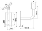Geschw. Wandkonsole eck. vert. bewegl. HI. 42.4 mm Stab 12 mm geschl. 1.4301 - INOXTECH-Handlauf-/Geländer-System