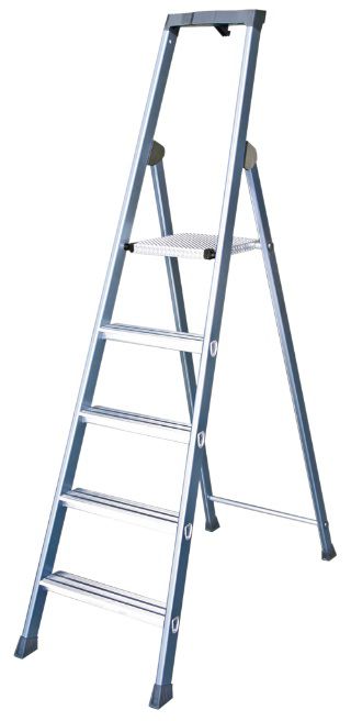 HB Stufenstehleiter eloxiert Typ 408, 4 Stufen, L=1.61m - Garten