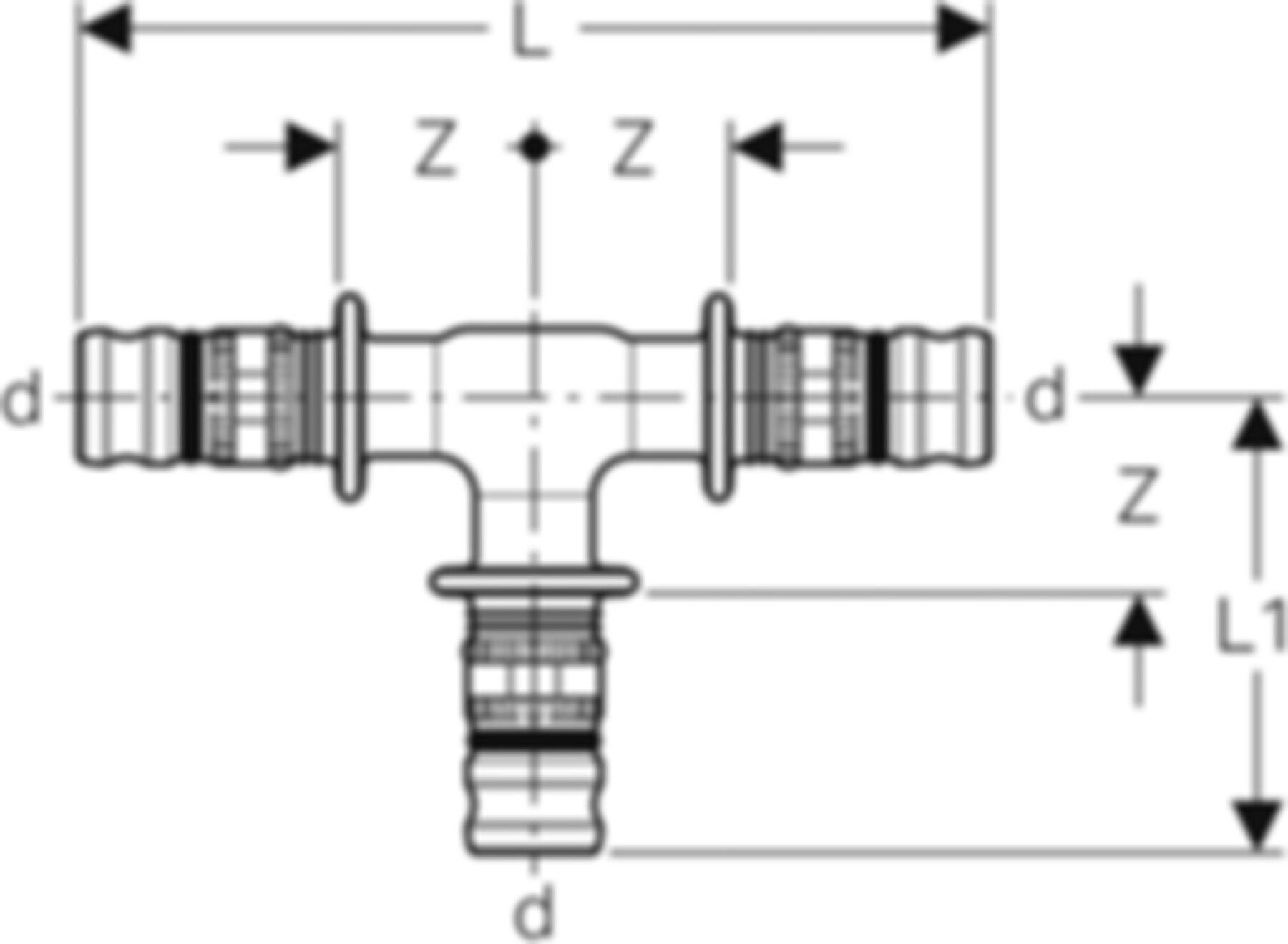 T-Stück egal 26mm 623.310.00.5 - Geberit-Mepla-Formstücke