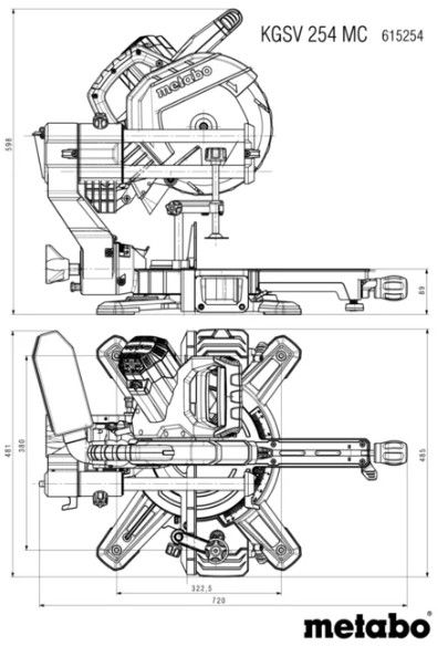 Kappsäge KGSV 254 MC 1450 W, Blatt 254 x 30 mm, 18.4 kg - Metabo Elektrowerkzeuge