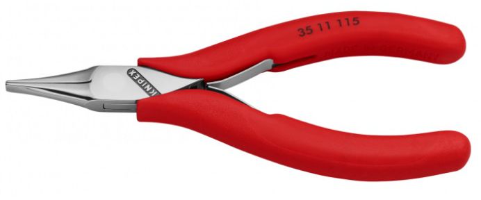 KNIPEX Elektronikzange,flach-breit, pol. 3511, L= 115mm, PVC-Griffhülle - Zangen, Schneiden