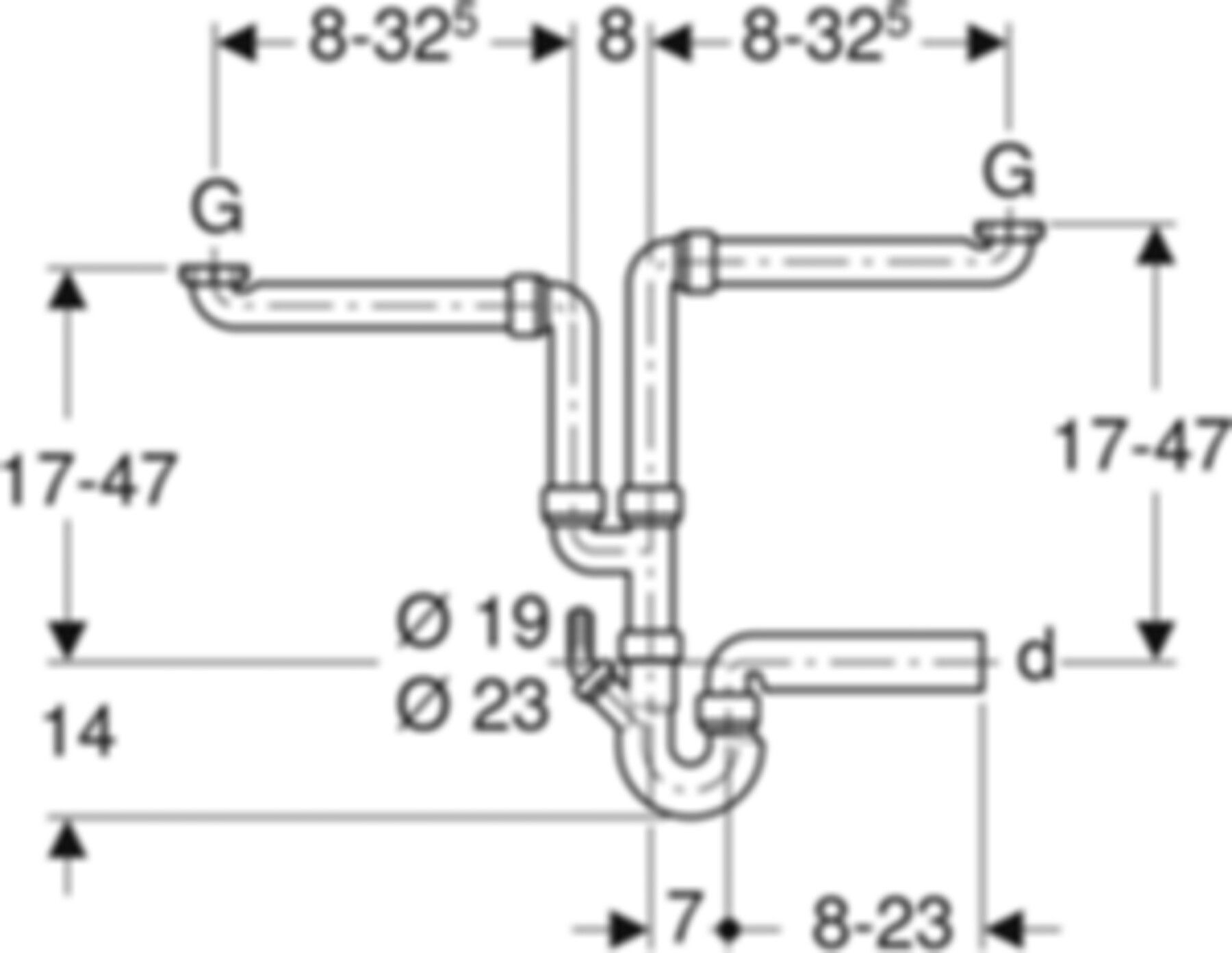 Spültischsifongarnitur PP 2-teilig d 56mm - 1 1/2" 152.804.06.1 - Geberit-Sifon + Apparateanschlüsse