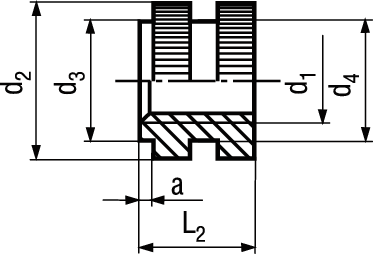 Gewindeeinsätze Form D Messing BN1037 DIN16903D M5 - Bossard Schrauben
