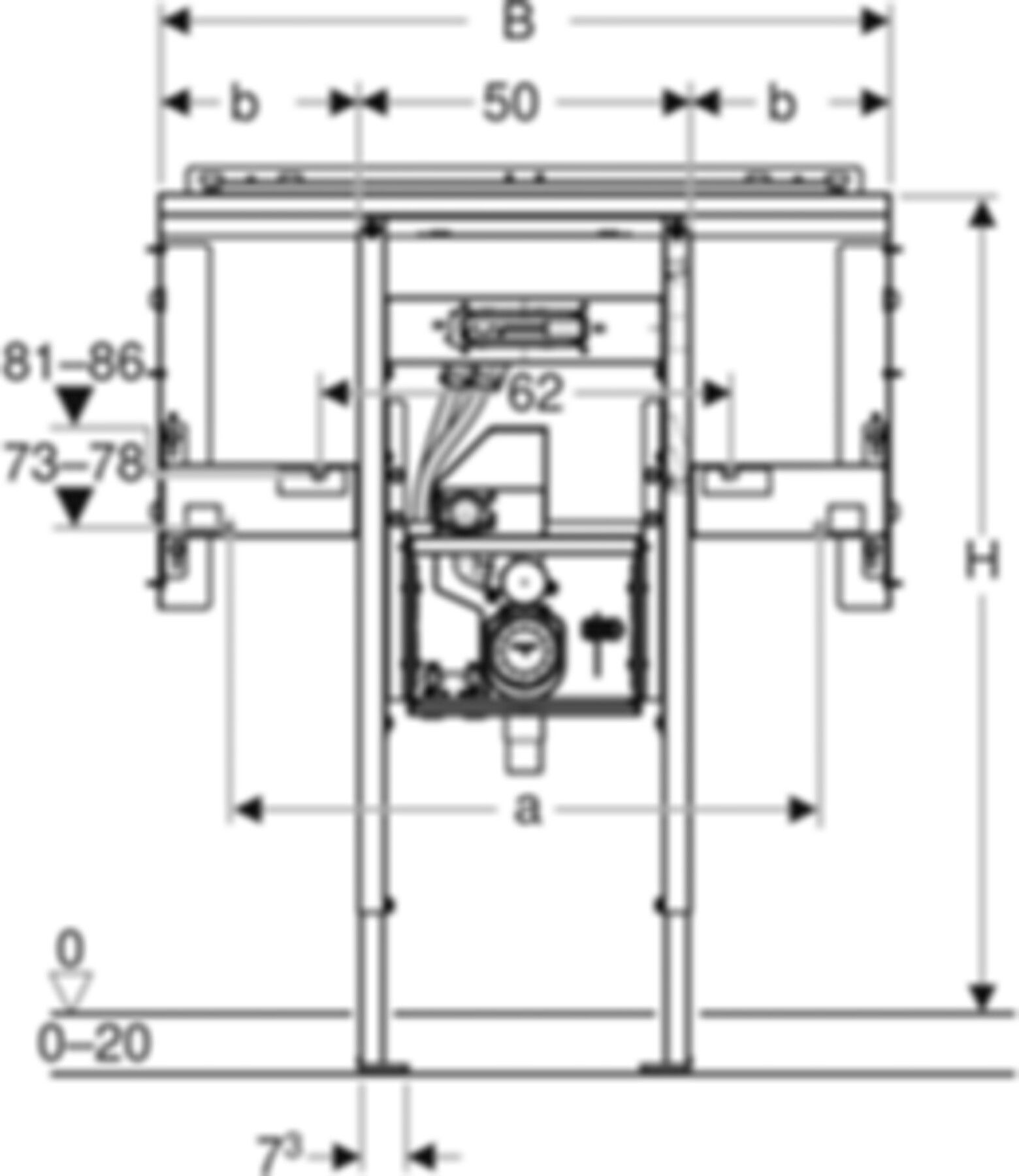 Element für ONE Waschtisch/ONE Wandarmatur Raumhoch, Breite   95cm 111.072.00.2 - Geberit-Duofix