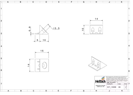 Hettich Rückwand-Stabilisator Kunststoff, 14 x 10 x 15 mm, à 20 Stk - Diverse Möbelbeschläge und Zubehör