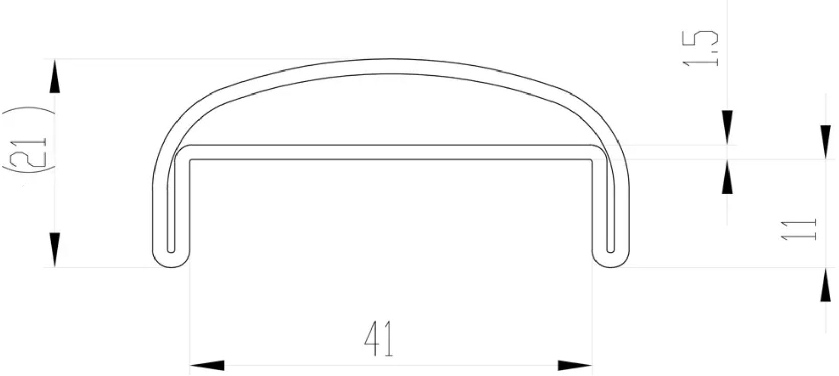 Handlaufprofil 48.5 x 21mm für Obergurt FLA 40x10mm, l = 6000 mm, CNS 1.4301 geschliffen E - INOXTECH-Handlauf-/Geländer-System
