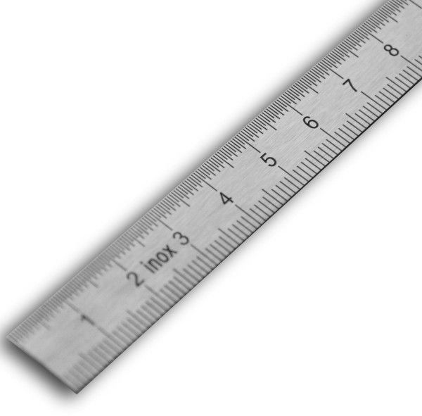 Stahlmassstab, INOX mattverchromt 300 x 25 x 0.8mm, 1mm Teilung - Längenmessen