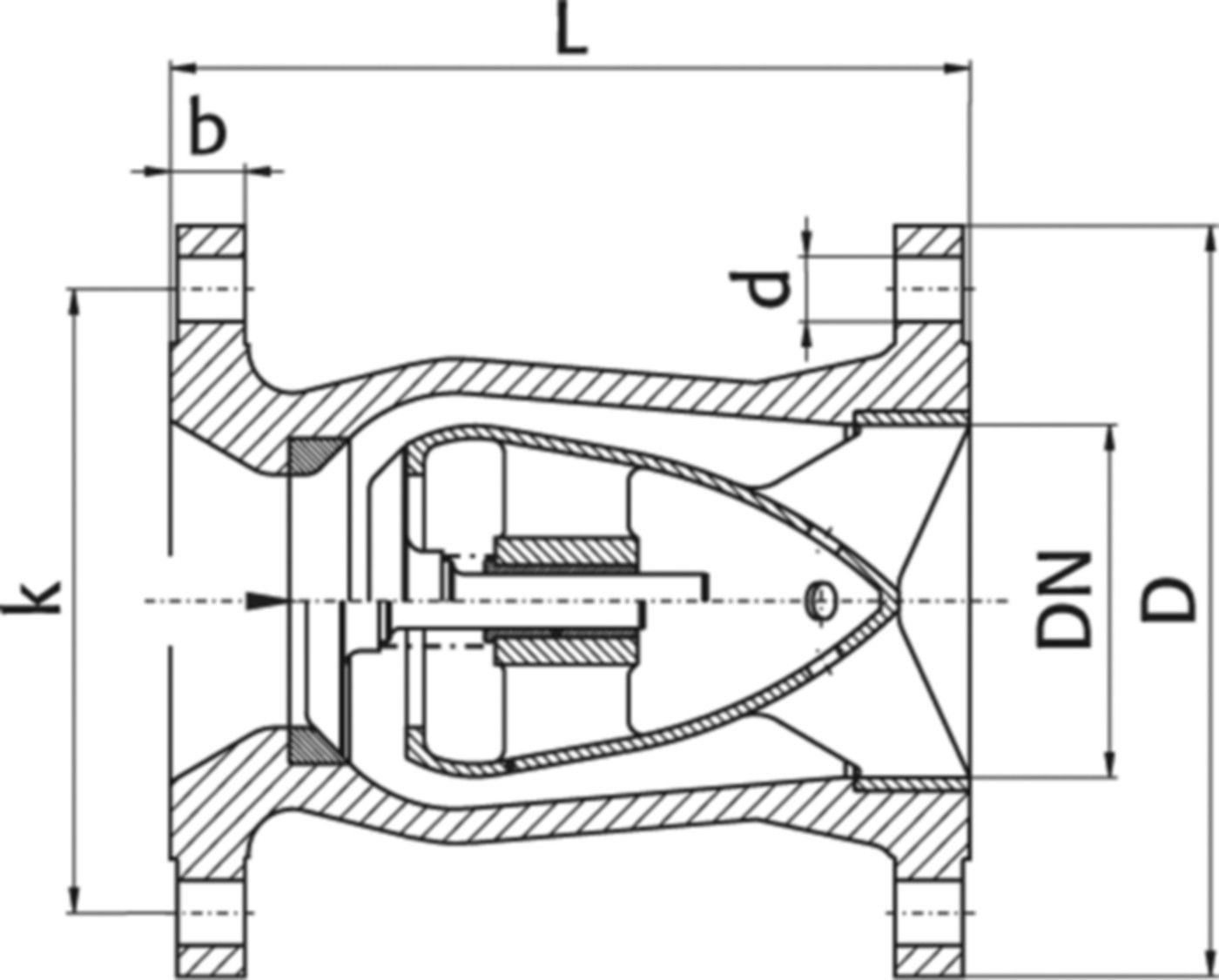 Düsenrückschlagventil mit Flanschen Guss Modell NRV-Z PN 10/16 DN 150 - Wild Absperrklappen