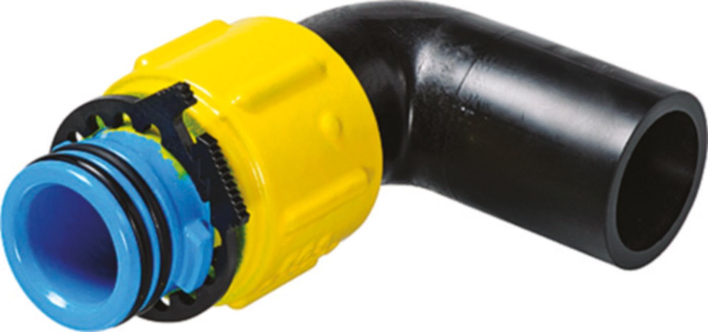 PE-Winkel-Anschweissende 90° GAS 6195 ZAK-Anschluss d 50mm - Hawle Steckfittinge