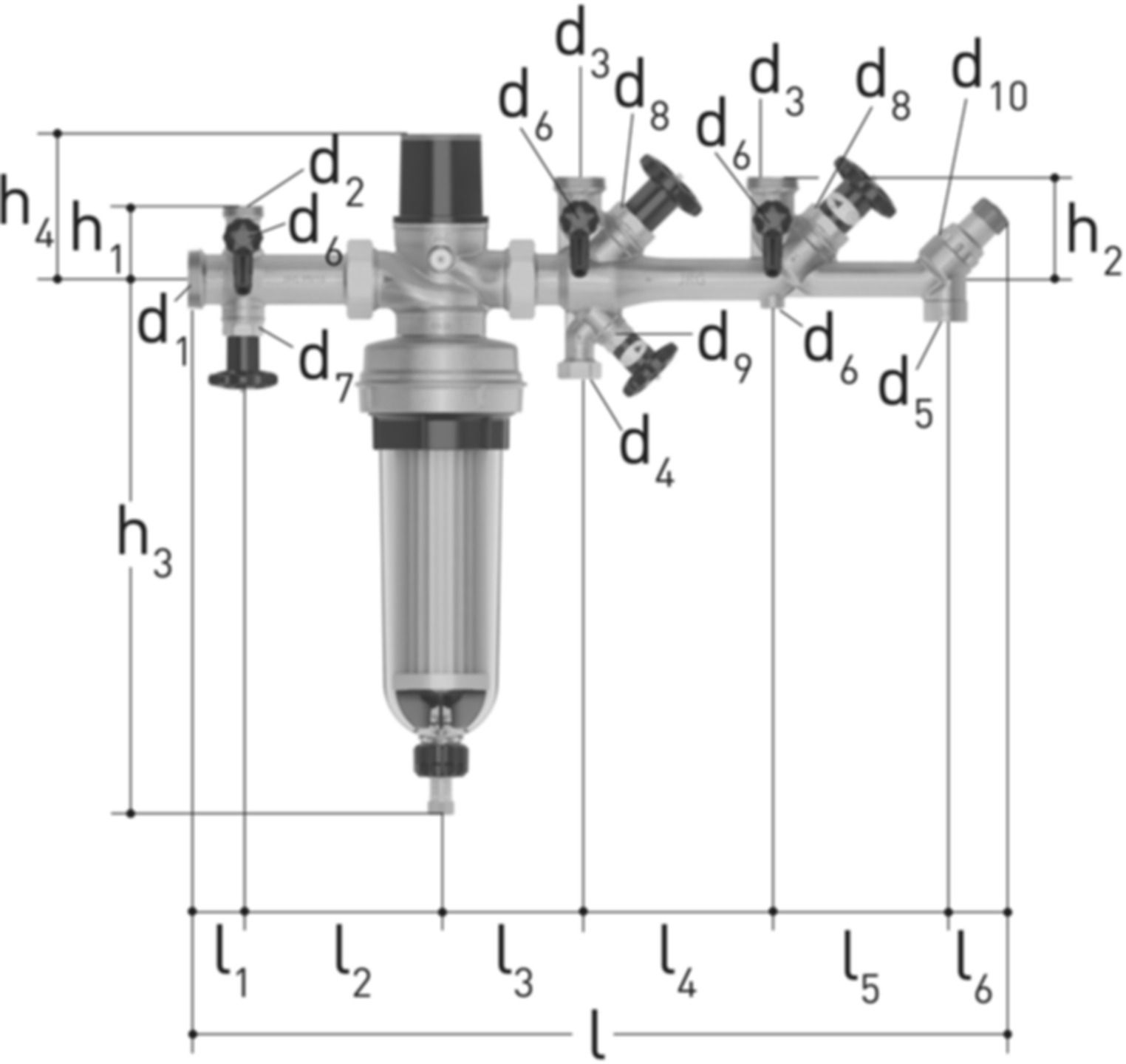 Verteilbatterie 11/2"-20-25-25 1521.480 ohne Verschraubungen (G=5/4"), PN 16 - JRG Armaturen