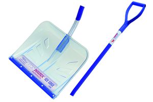 Schneeschieber Kunststoff, SNOW MASTER ICE EDGE B= 500mm, L= 150cm, mit Stiel - Bauwerkzeuge