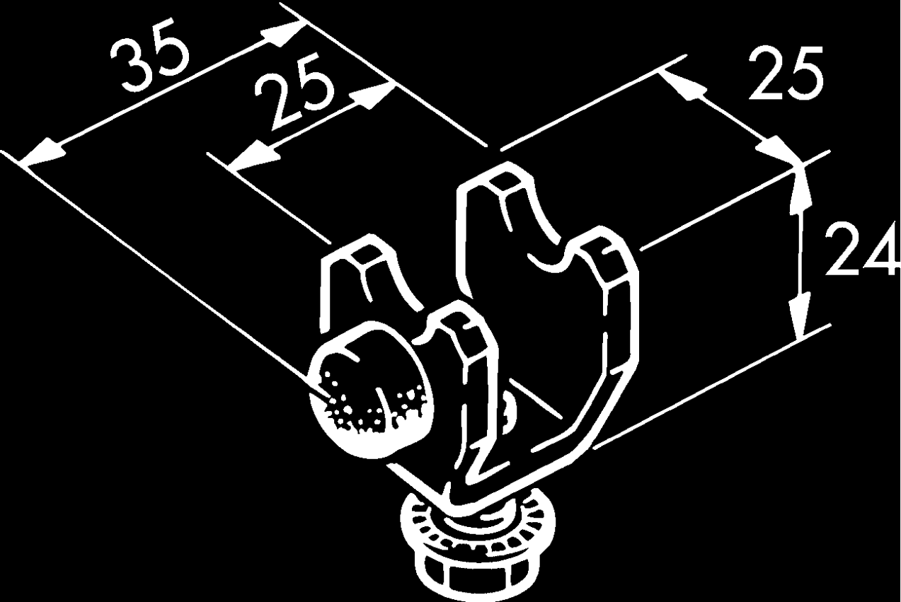 HAWA-PORTA Schienenstopper, Porta 60/100, Stahl 35x25x24mm, verzinkt, ohne Rückhaltefeder - Schiebetür- und Schiebetorbeschläge