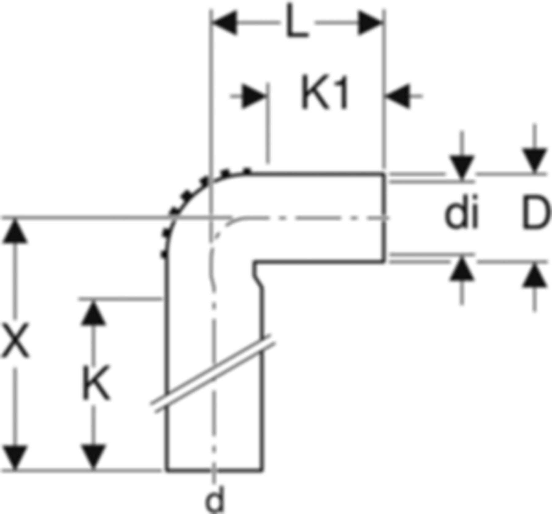 Modul-Anschlussbogen 305.907.14.1 56/46mm für Waschtisch,Urinal,Bidet - Geberit-PE-Silent-Formstücke