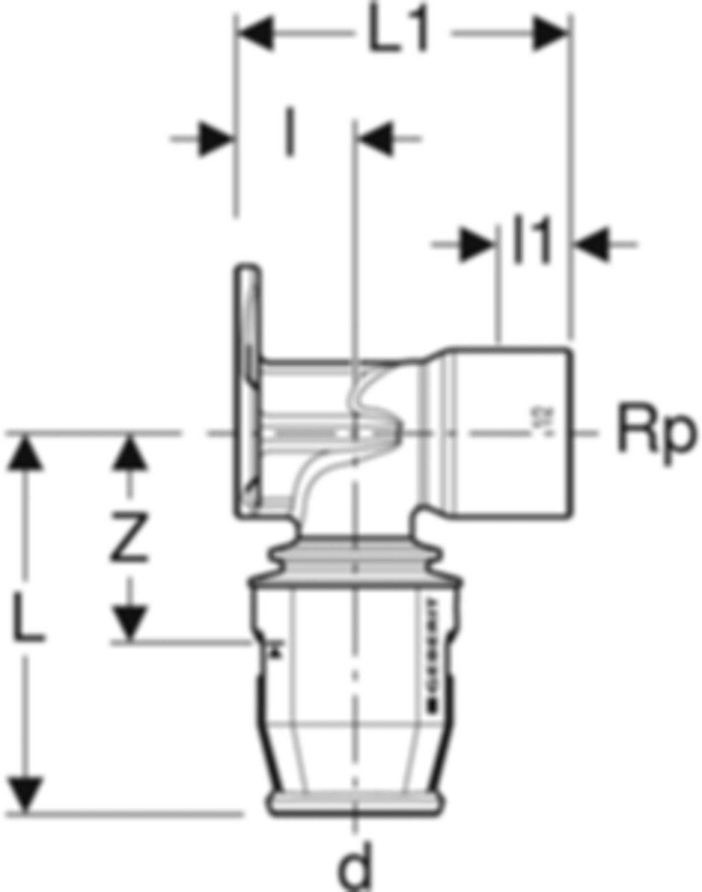 Anschlusswinkel 90° 16mm-1/2" 650.281.00.1 - Geberit-Push Fit-Formstücke