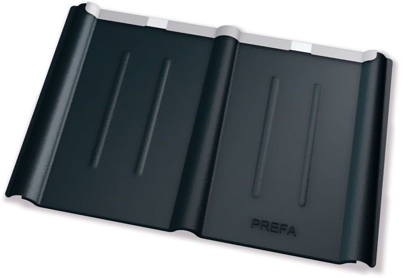 PREFA Dachplatte 600 x 420mm P.10 Schwarz STUCCO 110718 - PREFA Dachentwässerungssysteme