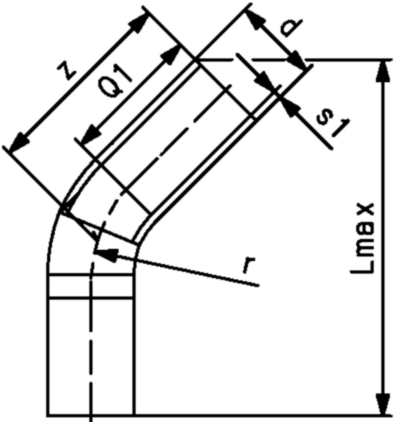 Bogen 45° nahtlos PE100 S5 PN 16 d 180mm 753 051 018 - PE100 Stutzenformstücke langschenklig