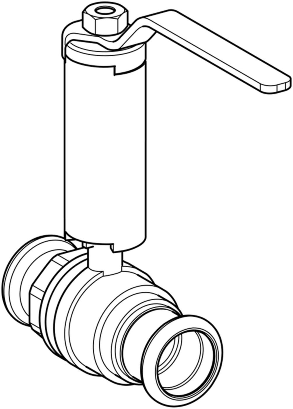 Kugelhahn 28mm 94965 mit Betätigungshebel abgesetzt - Geberit Systemventile / Armaturen