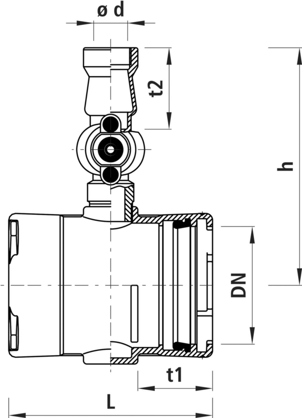 Combi-T-Light mit Steckmuffen, Baio 4390 DN 125 / d 63mm - Hawle Armaturen
