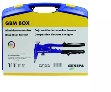 GESIPA Blindnietmutternzange Sortiment GBM 10 inkl. Gewindedorn u. Mundstücke M4,M5,M6 - Gesipa-Nieten