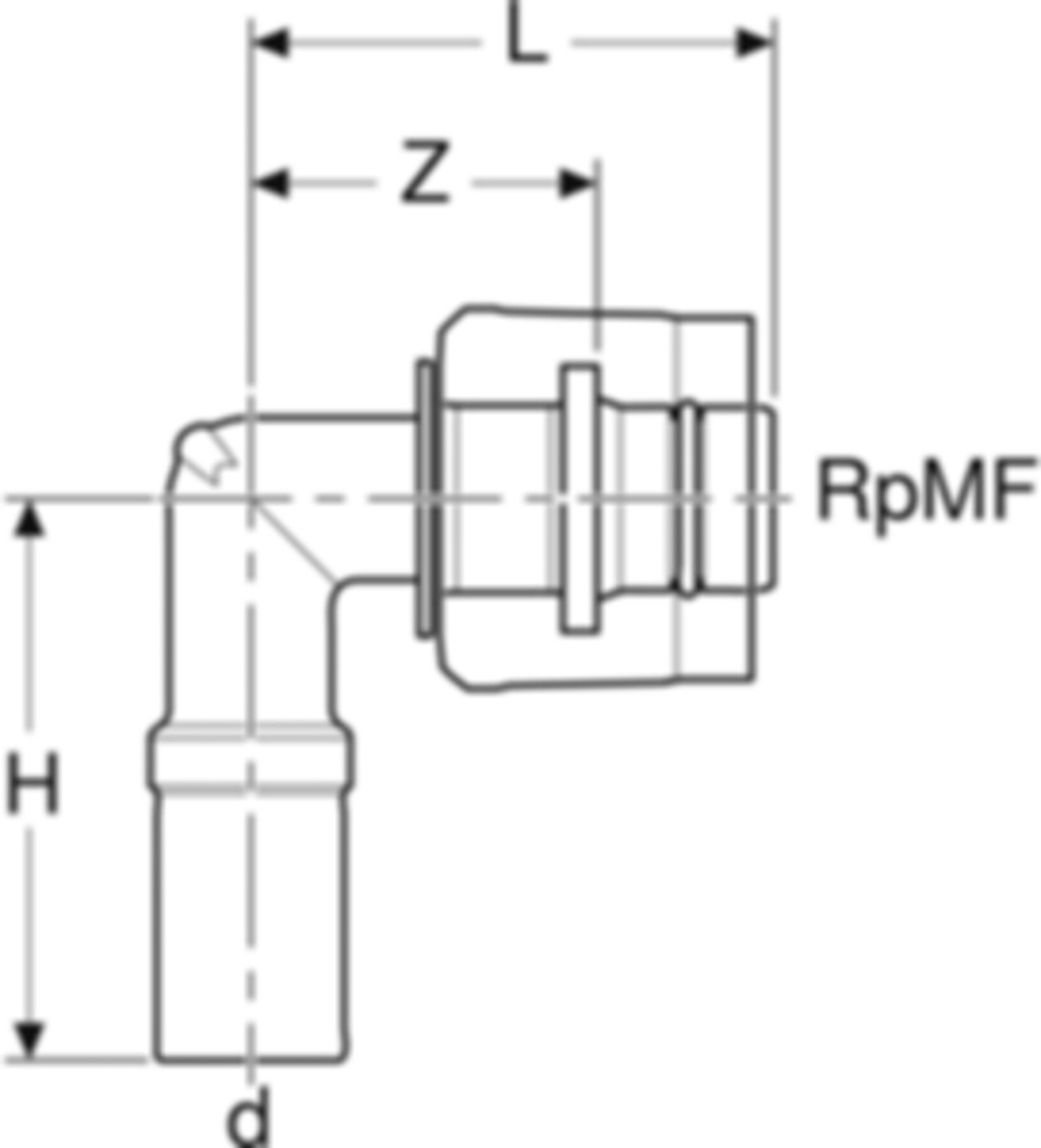 Übergangswinkel 90° 1/2"-15mm 61121 mit Steckende, mit MasterFix - Mapress-Sanitär-Presssystem-Formstücke