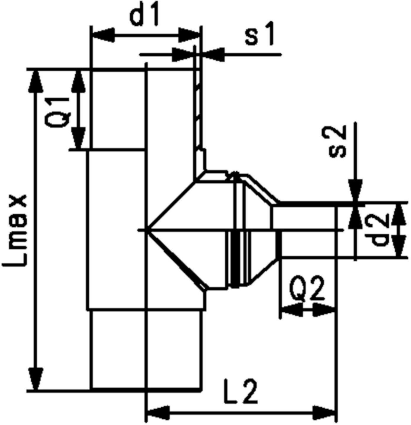Tee reduziert PE100 S5 PN 16 d 40/ 32mm 753 201 070 - PE100 Stutzenformstücke langschenklig