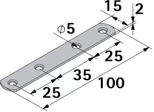 Hettich Verbindungsblech Stahl schwarz, 15 x 100mm, Stärke 2mm - Diverse Möbelbeschläge und Zubehör