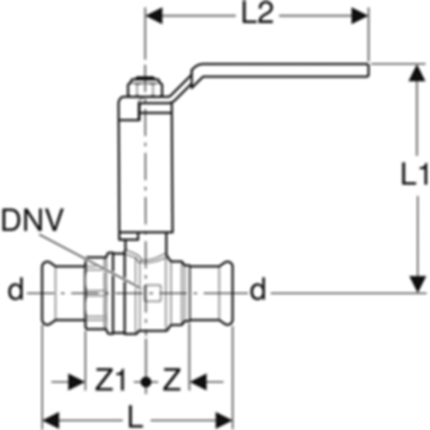 Kugelhahn 28mm 94965 mit Betätigungshebel abgesetzt - Geberit Systemventile / Armaturen