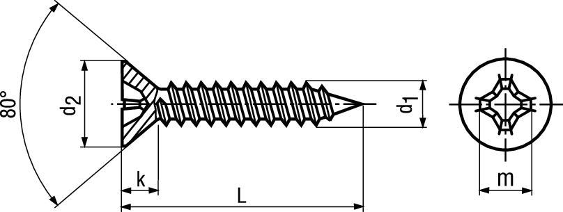 Senk-Blechschr Phil+Spitze INOX A2 BN696 DIN7982C 5,5x70 - Bossard Schrauben