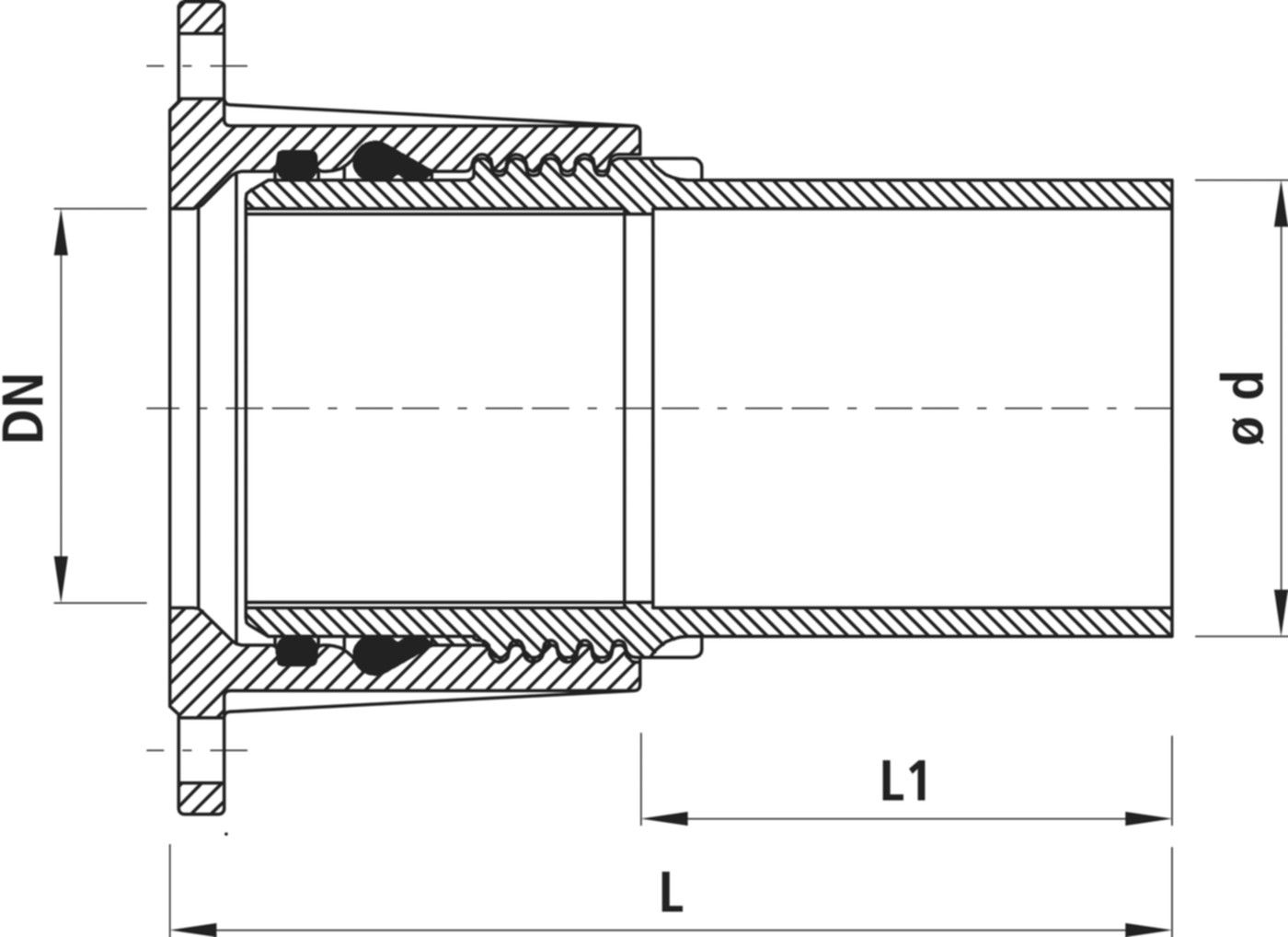 Flansch/PE-Einschweissende für Gas 3105 DN 150 / d 160mm - Hawle Armaturen