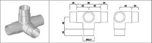 T-Stück mit seitlichem Anschluss 42.4 mm geschliffen 126575 - INOXTECH-Handlauf-/Geländer-System