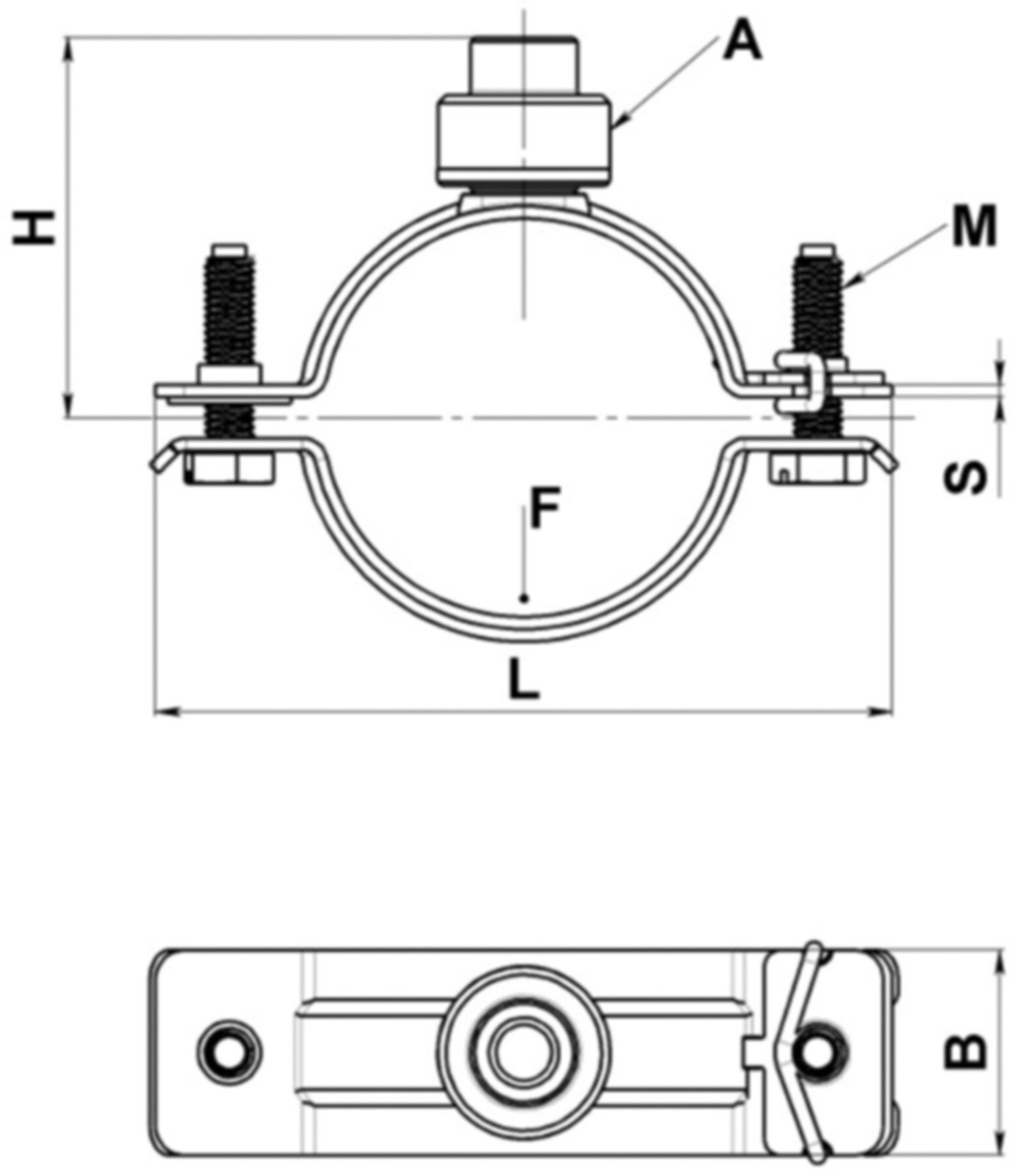 Universalrohrsch. Inox o/Gummi 63-69mm ohne Muffe, M8/M10/1/2" 50.108RK - Schänis-Rohrschellen + Zubehör INOX