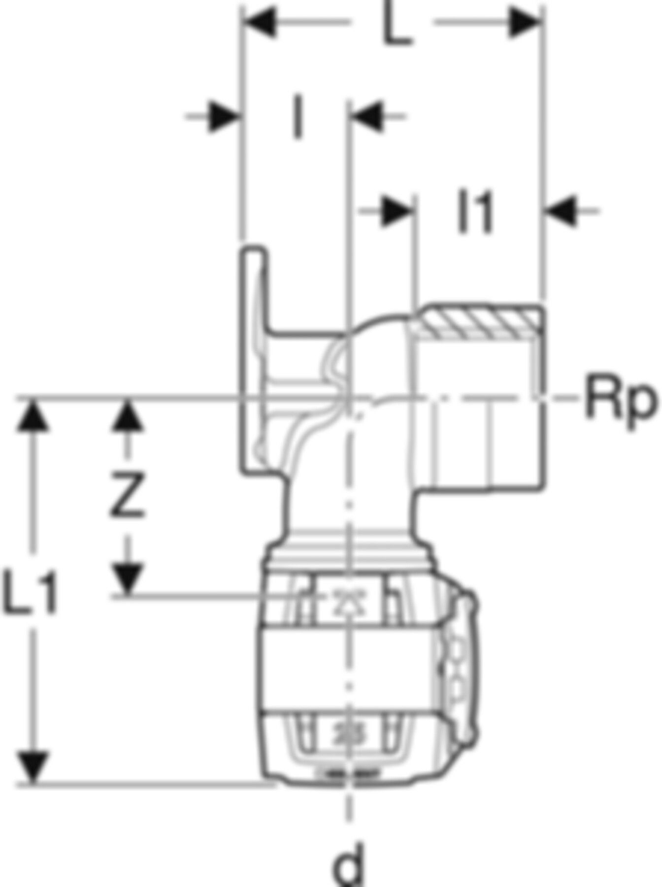 Anschlusswinkel 90° 20mm-1/2" L=36mm 620.761.00.1 - Geberit FlowFit-Rohre/Formstücke