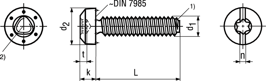 Gew-Furch Linsenschr I-6rd+Schl vzb BN14551 DIN7500 M3x5/X10 - Bossard Schrauben