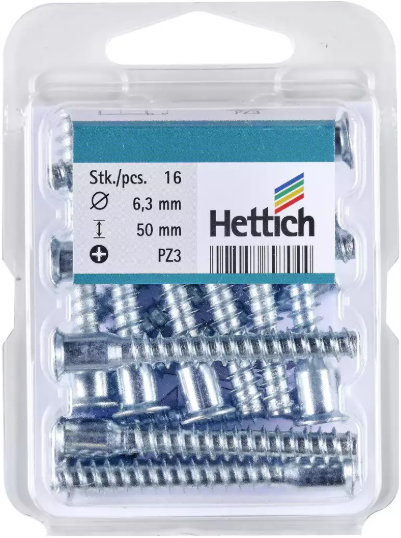 Hettich Verbindungsschraube verzinkt, PZ 6.3 x 50mm, à 16 Stk - Diverse Möbelbeschläge und Zubehör