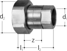 Verschraubung IG 1/2"-11/8" 8337.240 aus Messing, mit Rückflussverhinderer - JRG Armaturen