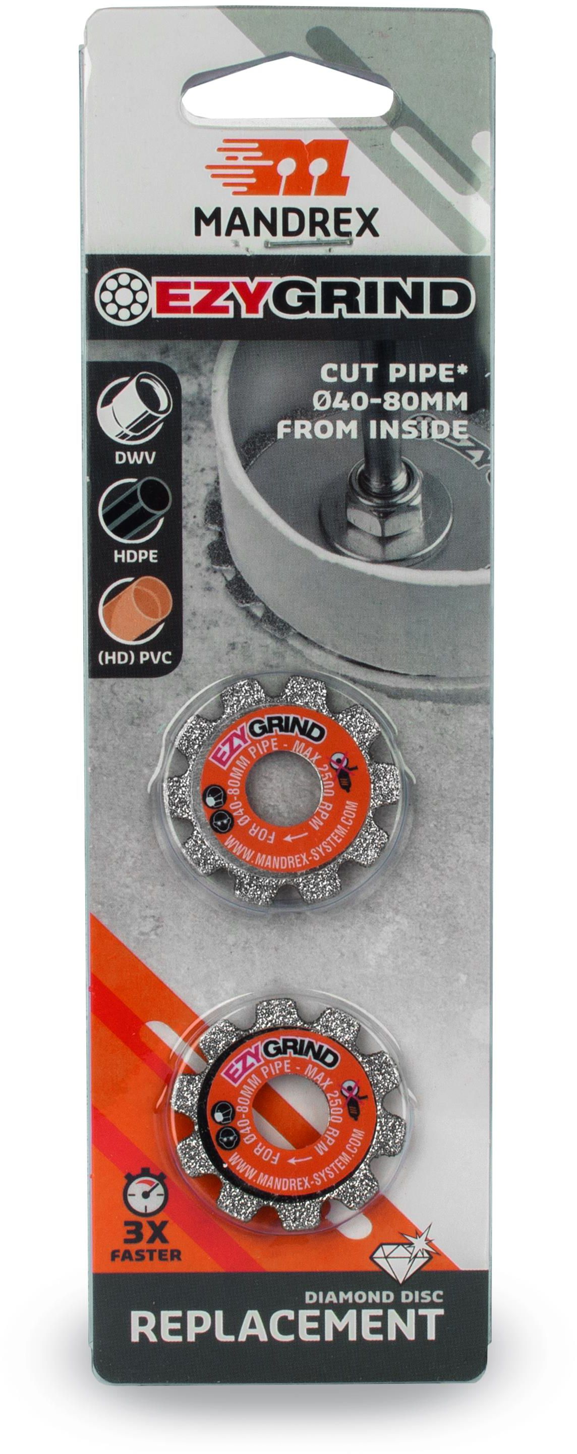 MANDREX EZYGrind Ersatz-Diamantscheiben Ø40-80mm ,  für PVC- und HDPE-Rohre à 2 Stk. - Bohren